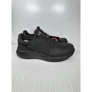 Size 10 Skechers Delson 3.0 Beloth Mens Black Work Shoes Slip Foam Resistant NEW